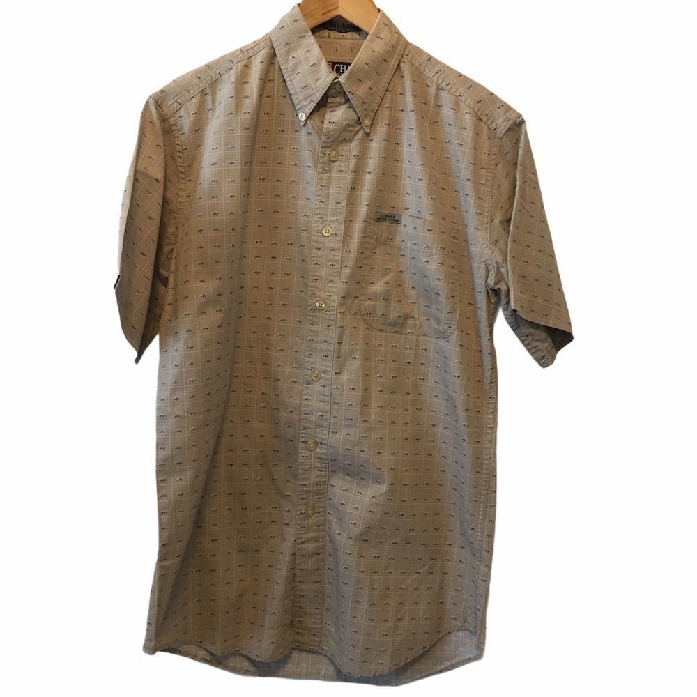 MENS RALPH LAUREN Chaps Tan Printed Casual Shirt S